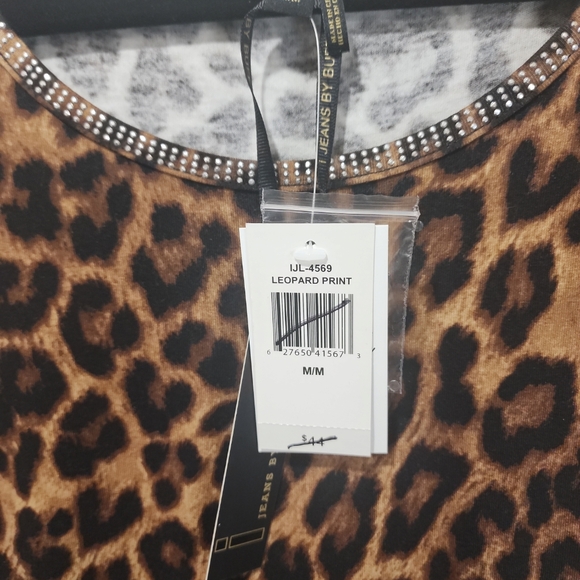 NWT Buffalo Med women's top Blouse animal print cold shoulder cap sleeve - Picture 3 of 10